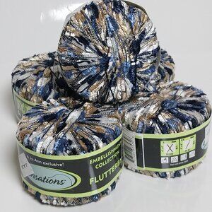 5 SKEINS OF JO-ANN SENSATIONS EMBELLISHMENT COLLECTION FLUTTERBY EYELASH YARN
